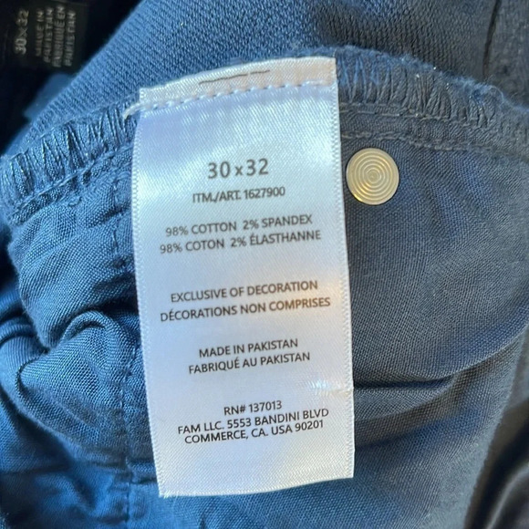 BANANA REPUBLIC NWT Blue Slim Fit Brushed Cotton Stretch Chinos Preppy 30x32 - Picture 9 of 13